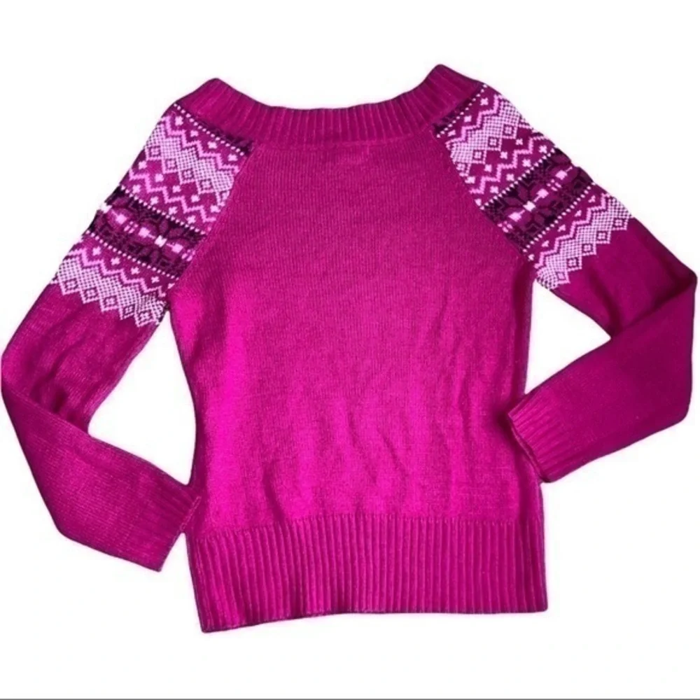 OP size large 11/13 jrs pink sweater super soft with wide oval neck to shoulders